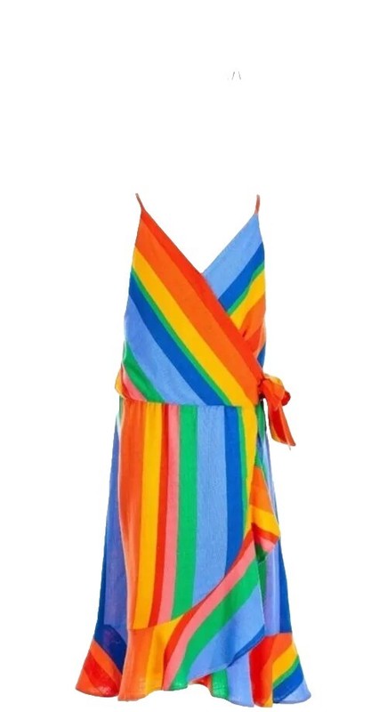 GB Girls XL Sleeveless Faux Wrap Woven Stripe Dress Multicolor 