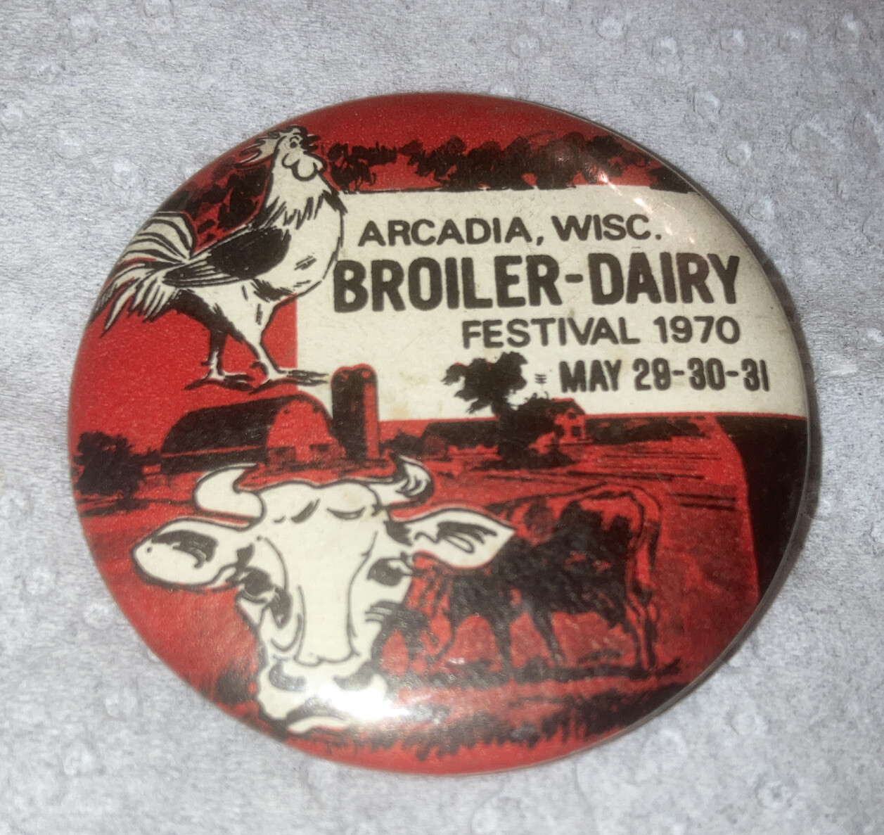 Arcadia Wisconsin Broiler Dairy Festival 1970 1 3 4 Inch Vintage arcadia-wisconsin-broiler-dairy-festival-1970-1-3-4-inch-vintage
