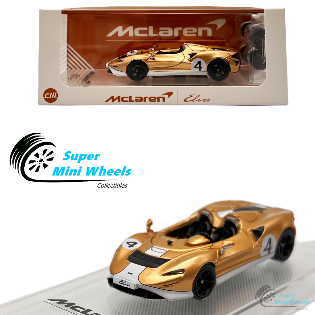 CM-Model 1:64 Mclaren Elva (Metallic Gold) with Extra Wheels | eBay