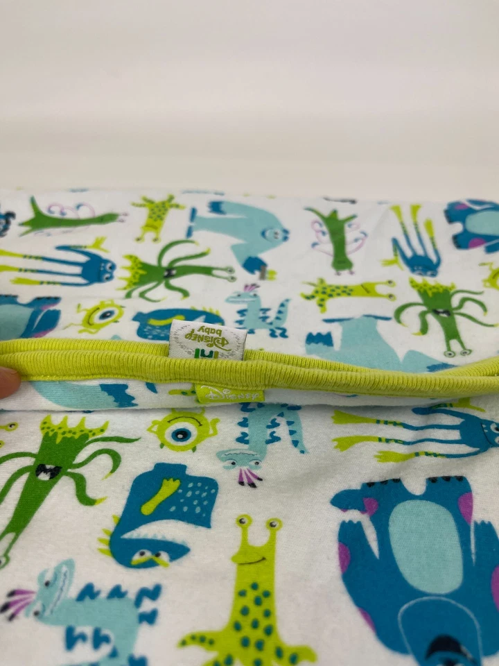 Disney Baby Monsters Inc Baby Blanket Pixar Cotton 28”x28 Sulley Mike Plush - Image 4 of 4