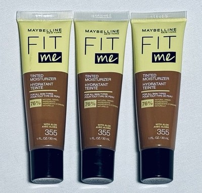 Maybelline Fit Me Tinted Moisturizer w/ Aloe Shade #355 Lot of 3 NEW