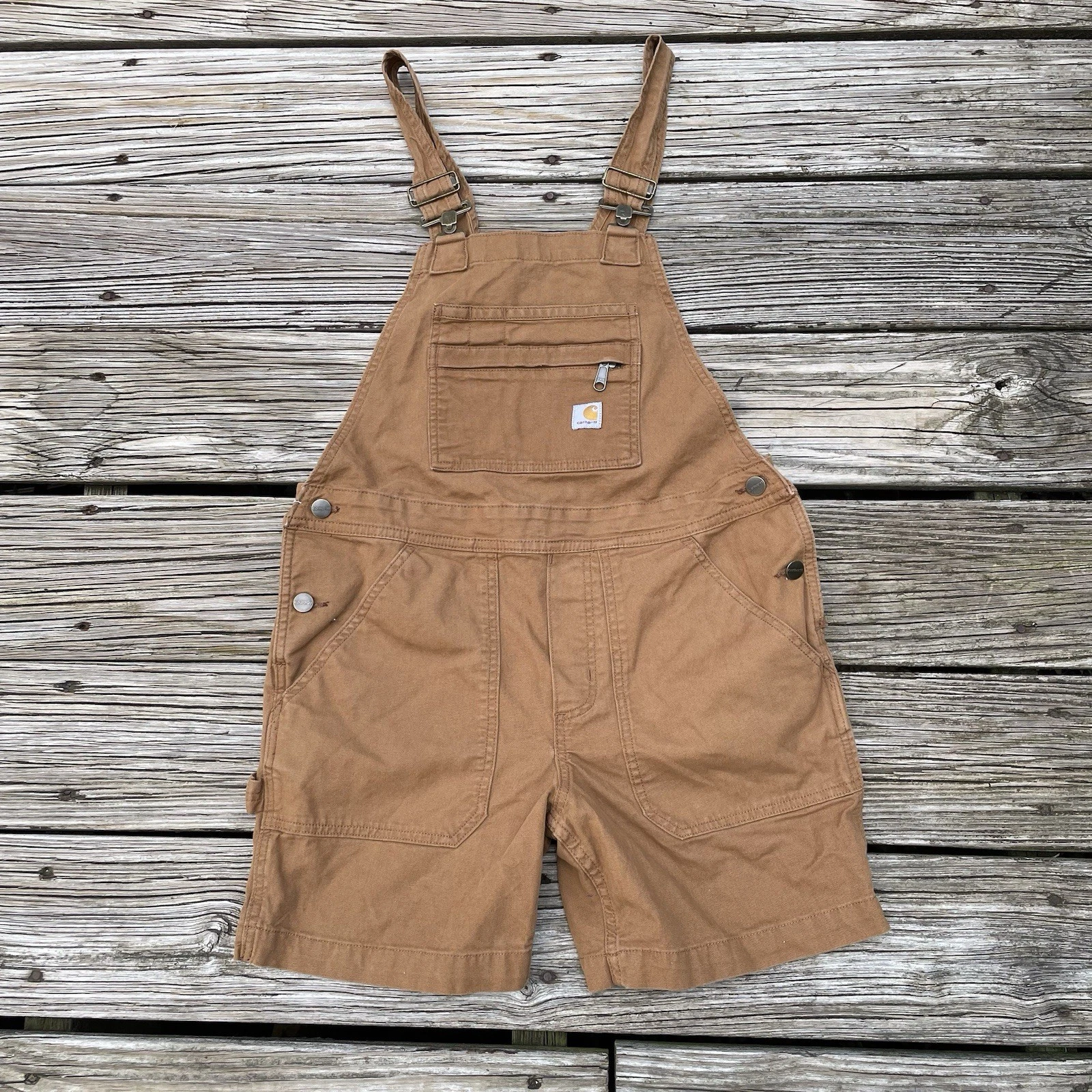 Carhartt Womens Rugged Flex Canvas Shortall Size Small Brown Overalls Shorts
Opens in a new window o