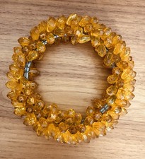 GLASS AMBER BEADED PILLAR CANDLE WREATH RING for 3  Diameter Candle