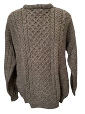 Vtg 90s L.L Bean Fisherman Cable Knit 100 Wool Sweater XL Made Ireland Brown
