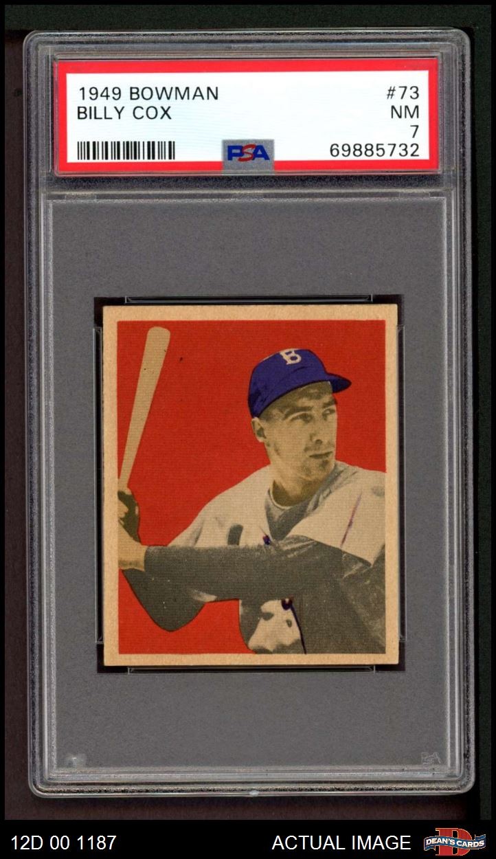 1949 Bowman #73 Billy Cox Dodgers RC PSA 7 - NM