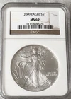 2009 $1 AMERICAN SILVER EAGLE NGC MS69 Brown Label 0.999 FINE 1 TROY OZ BULLION