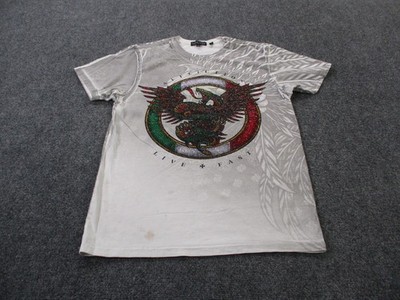 Affliction Black Label Shirt Men M Eagle Snake Graphic Rhinestone Live Fast Y2K