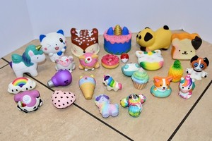 26 ~ Piece Lot Slow Rising Squishy Squeezable Toys Food Unicorn Llama FUN ASST!!