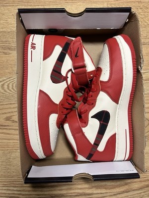Nike Air Force 1 '07 High Top Red Plaid Leather DV0792-101 Men's Sneaker