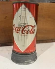 Vintage Antique Coca Cola Coke Flat Pull Tab Opened Can Red 12 Oz Collectible