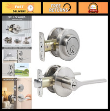 Heavy Duty Keyed Alike Door Handle Deadbolt Set, Satin Nickel, Exterior Locks