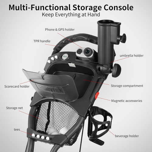 Caddytek Caddylite One-Swivel V8 Golf Push Cart - Lightweight 3 Wheel Foldable C - Picture 4 of 12