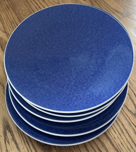 (6) Vintage Sasaki Colorstone Sapphire 10 5/8" Dinner Plates Blue EUC