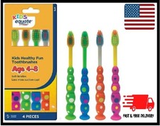 Equate Kid  s Healthy Fun Manual Toothbrushes with Suction Stand, 4 Count