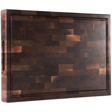 Black Walnut Cutting Board 20x15x2" - Thick Juice Groove End Grain