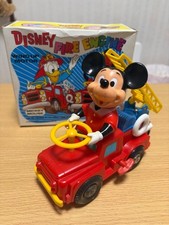 Disney Mickey Mouse Fire Engine Masudaya Modern Toys Wind Up 7082 Boxed Japan