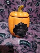 10 Strawberry Street Ceramic Pumpkin Canister with Lid - Fall Halloween D c