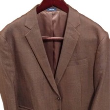 Stafford Regular Fit Brown Wool Tweed Blazer 46R Notch 2-Button