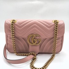 Gucci Calfskin Matelasse Mini GG Marmont Shoulder Bag Perfect Pink