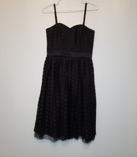 White House Black Market Womens Sz 0 Dress Prom Mini Black Polka Dot Sleeveless