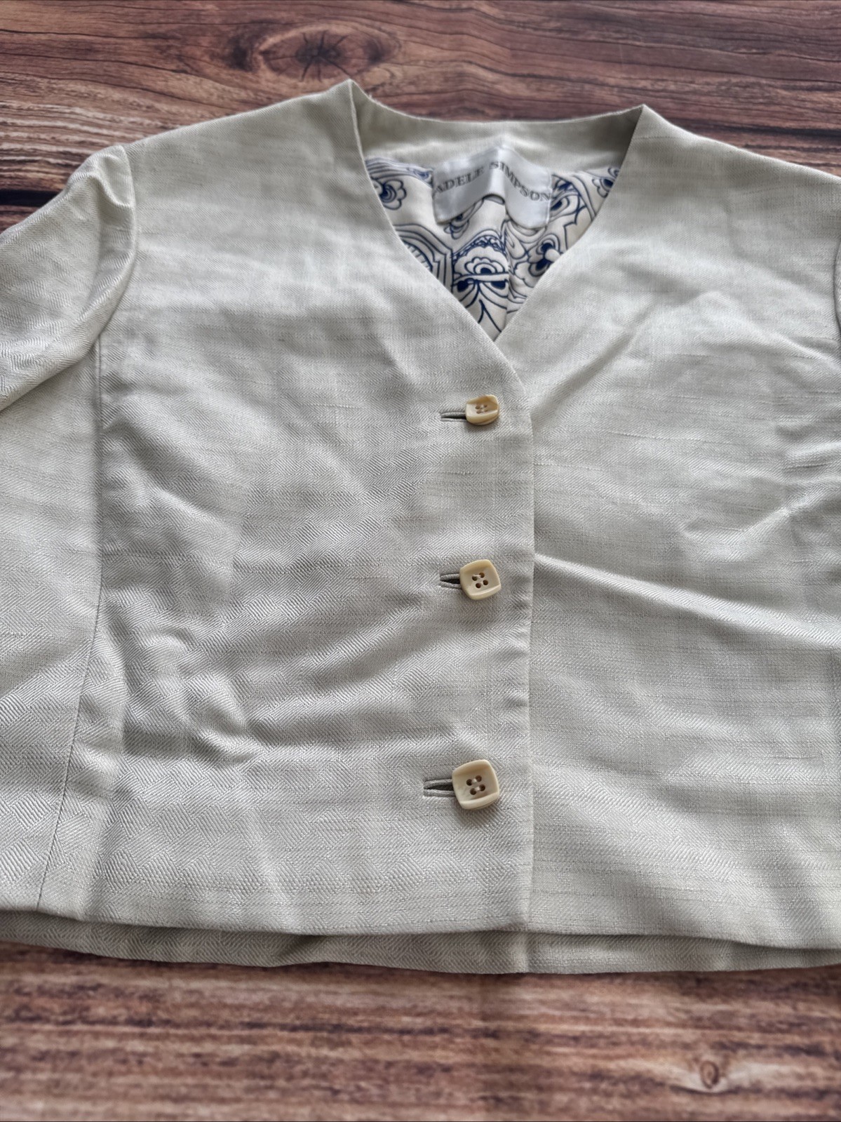 Adele Simpson Jacket Beige Size Small - image 5