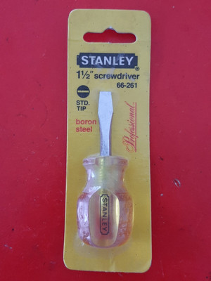 NOS NEW STANLEY Tools USA 66-261 Yellow Stubby Slotted Flat Tip Screwdriver