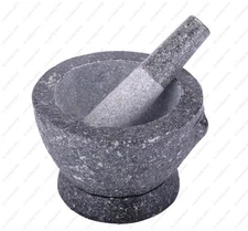 Kruk Thai Stone Mortar and Pestle 2+ Cup Capacity 7 inch Natural Granite Color