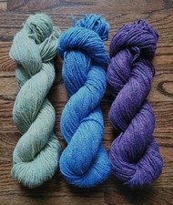 NEW 12.6 oz Lot 3 Skeins 100 Virgin Wool Yarn Sport or DK Weight Hand Dyed