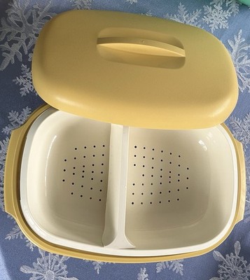 Vintage Tupperware Microwave 3 Piece Steamer Set Harvest Gold