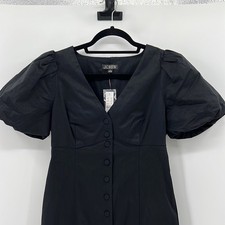 J. Crew Button-front puff-sleeve mini dress - Black - 6 - New with tags