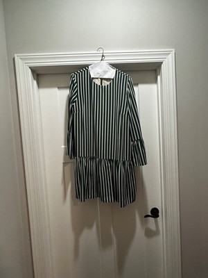 Dress.   Drop waist. green-and white