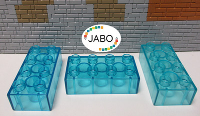(E12/24) LEGO Duplo 3 x Building Block 2x4 Transparent Light Blue Glass Building Block