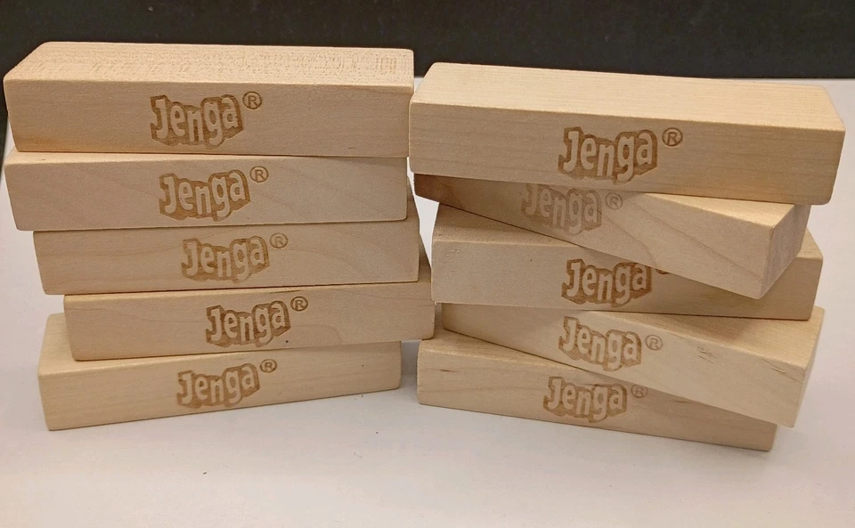 Lot of 10 Original Jenga Game Replacement Blocks Pieces Only 3" x 1-5/8" 2019 - Image 2 of 2