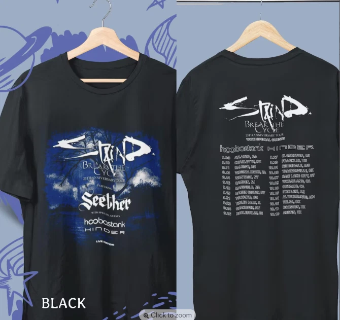 Unisex Staind Break The Cycle Tour 2026 Shirt, 25th Anniversary Rock Band Tee