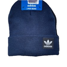 Adidas Unisex Knit Beanies with Cuff 2-Pack Solid Black Solid Navy Blue OSFM