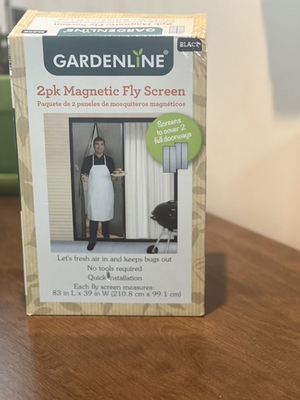 #ad Gardenline Mosquito Fly Mesh Net Magnetic 2 Pack 83”x39” Black New Unsealed Box $19.00