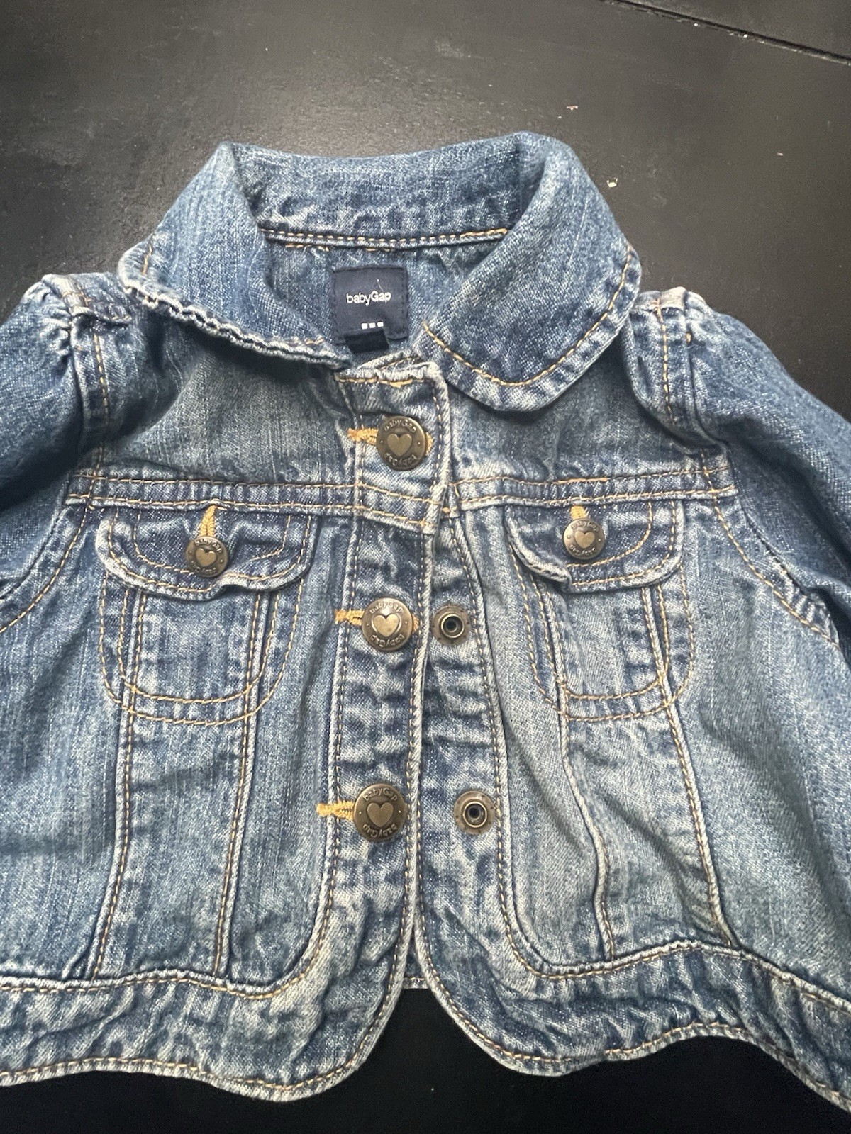 GIRLS BABY GAP BLUE DENIM SNAP  JEAN JACKET SIZE 12-18 Months
