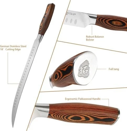 Cuchillo de carnicero - Cuchillos de carnicero S de 12 pulgadas curvos Granton Edge tallador Sli Foto 4 de 4