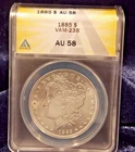 1885-P  MORGAN DOLLAR   *BRIGHT WHITE*   AU-58   VAM-23B    ONLY 7 GRADED TOTAL!