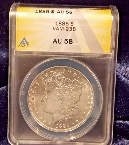 1885-P  MORGAN DOLLAR   *BRIGHT WHITE*   AU-58   VAM-23B    ONLY 7 GRADED TOTAL!