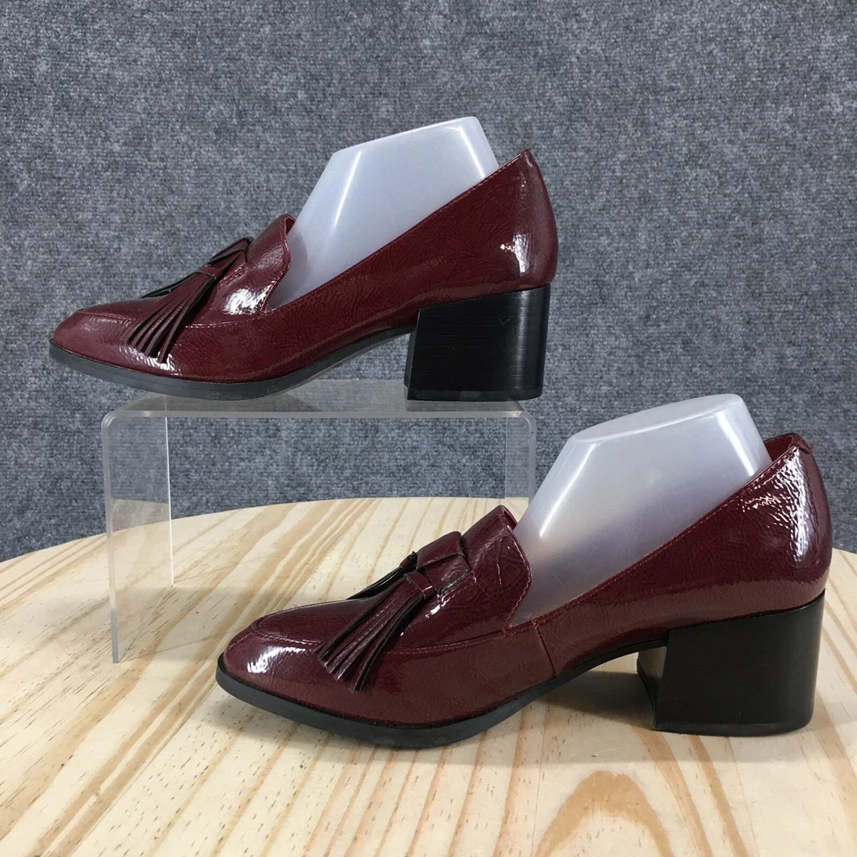 Marc Fisher Heels Womens 6M Phylicia Tassel Loafer Pumps Burgundy Patent Leather - Image 2 of 4