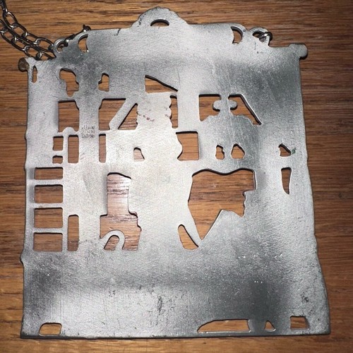 Decorazione da appendere a parete vintage anni 70 Kuhn peltro peltro peltro "Bucher" bibliotecario Germania - Foto 3 di 6