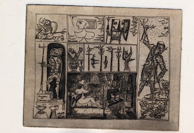 Guillermo Silva SantaMaria , Colombian Artist Etching , Signed , 1964, Miniature