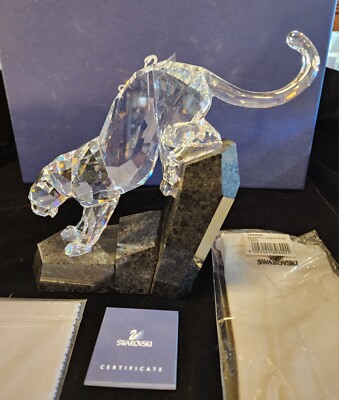 SWAROVSKI - スワロフスキー SWAROVSKI ソウルメイト Soulmates パンサー オブジェ 置物 874337 クリア 豹 アニマル インテリア ゴージャス クール 【中古】 SWAROVSKI SOULMATES – PANTHER CLEAR 874337 / 5155678, RETIRED 2011