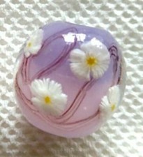 10pcs exquisite handmade Lampwork glass beads light purple flower round 14mm