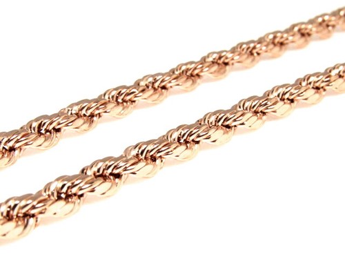 Men's Ladies Real 10K Rose Gold Hollow Rope Chain (5 mm) 18-28" - Afbeelding 3 van 6