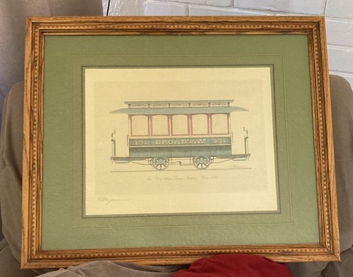 Kenneth Chapman Farblithographie signiert New York Pferd gezeichnete Straßenbahn 1890 - Bild 2 von 14