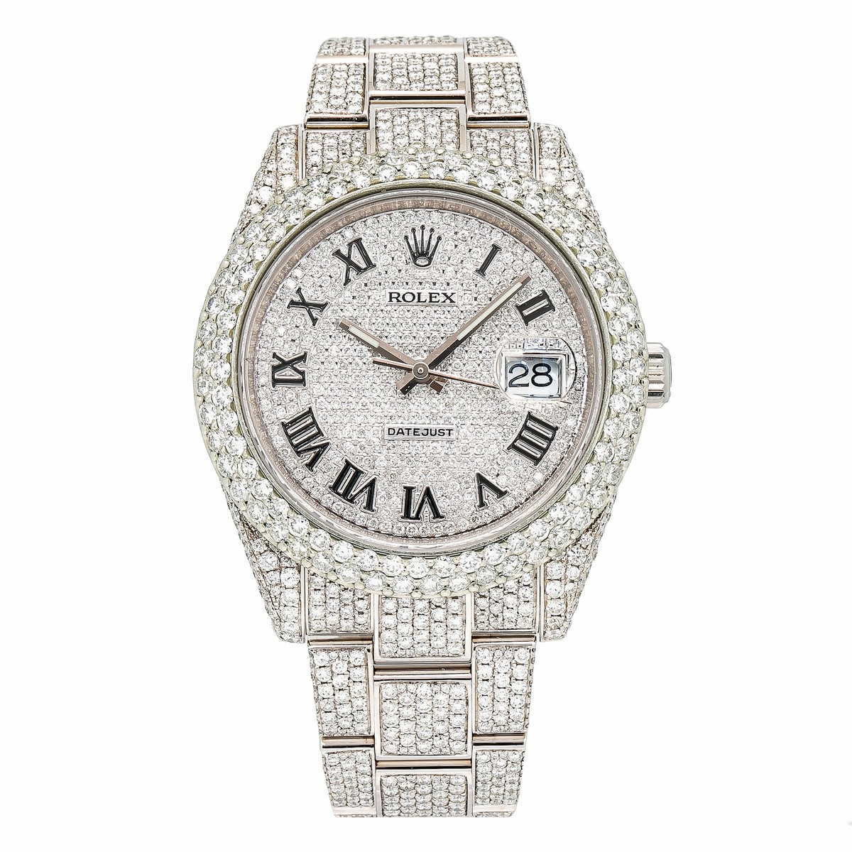 Rolex Datejust 41mm Stainless Steel Oyster Bracelet Fully Iced Out