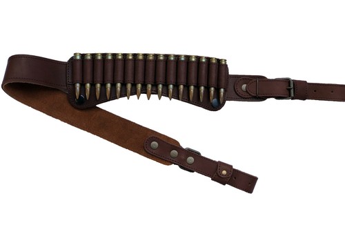 Leather 15 Rounds Belt Cartridge Holder Pouch Ammo Slide with Press Studs - Picture 12 of 24