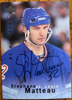 1995-96 Be A Player Autographs Stephane Matteau #S5 St. Louis Blues